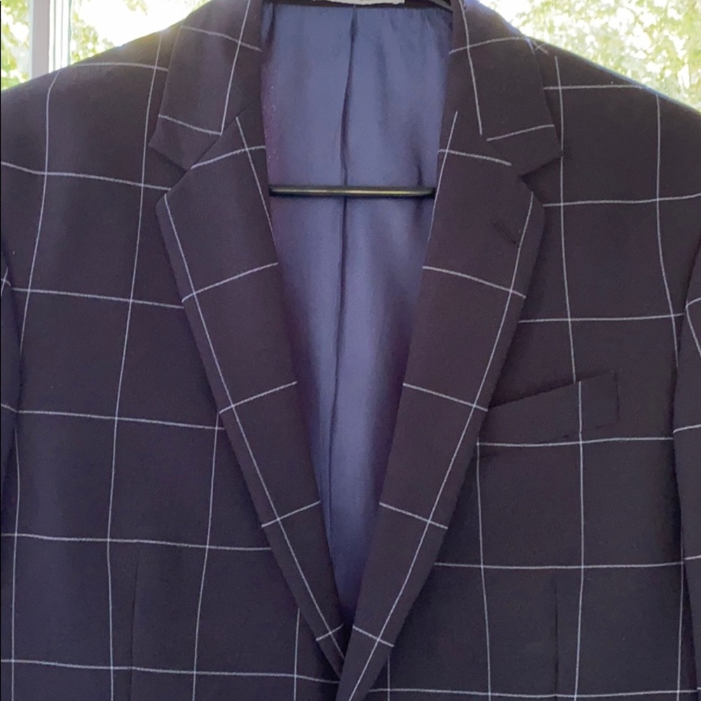 Zara Mens Navy checkered Blazer